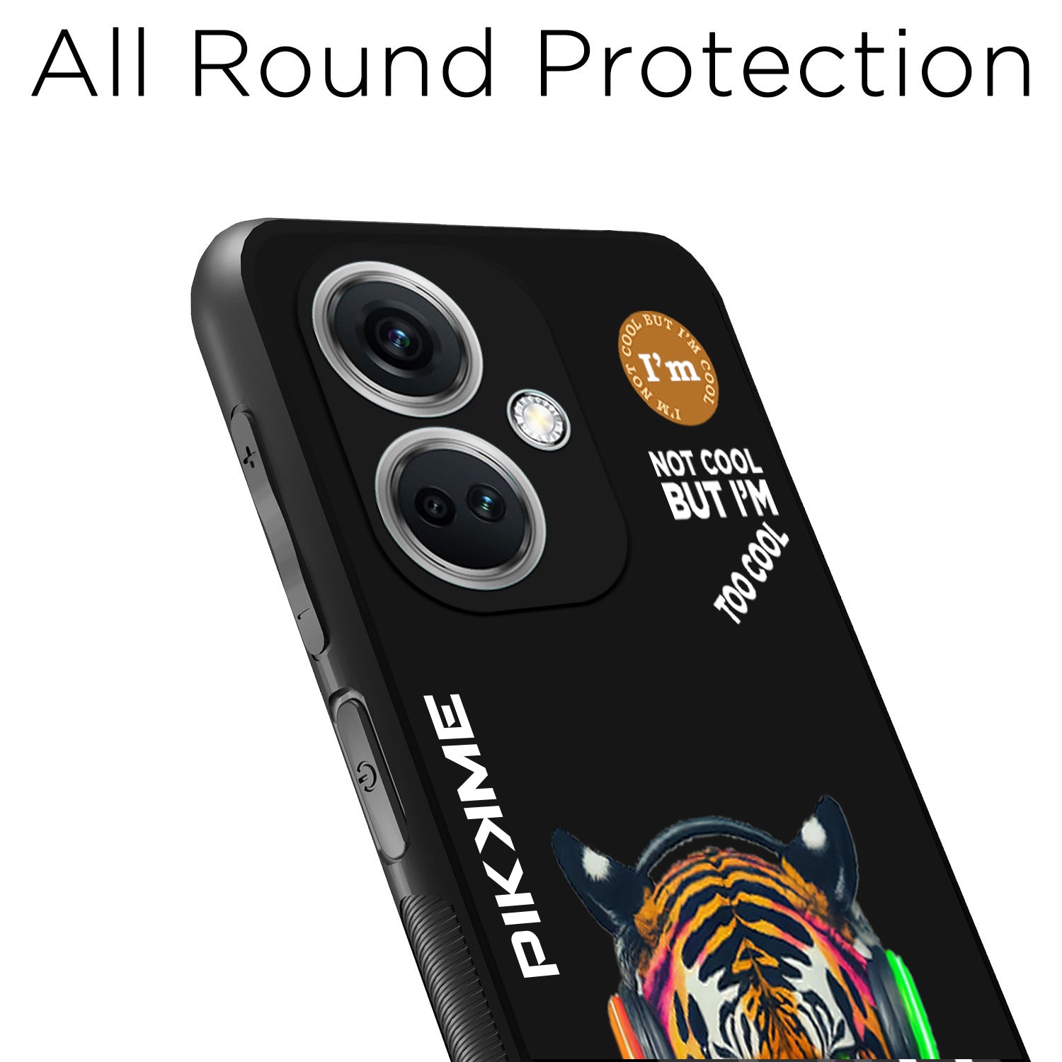 Pikkme Back Cover Pc Tpu + Printed Cool Funky Stylish Black Tiger Swag Raised Edges Camera Protection |Bumper Case For OnePlus Nord Ce 3 5G