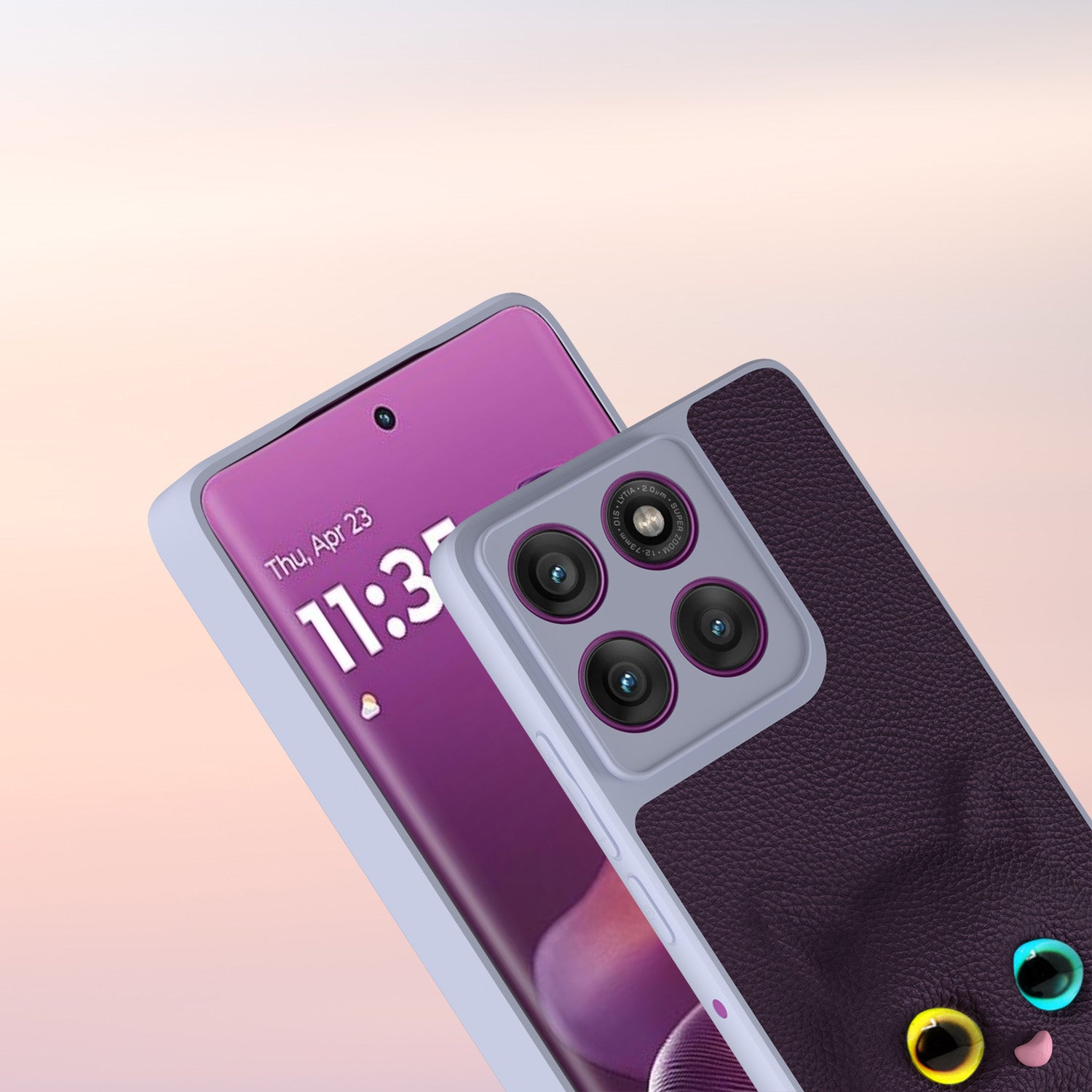 Pikkme Motorola Moto Edge 60 Pro 5G kitty Back Cover (Purple)