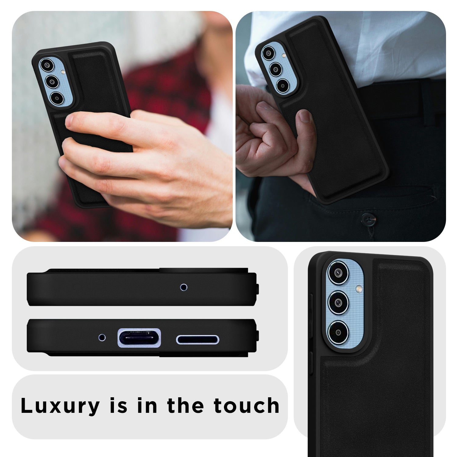 Pikkme Samsung Galaxy M35 5G Premium Leatherback Case (Black)