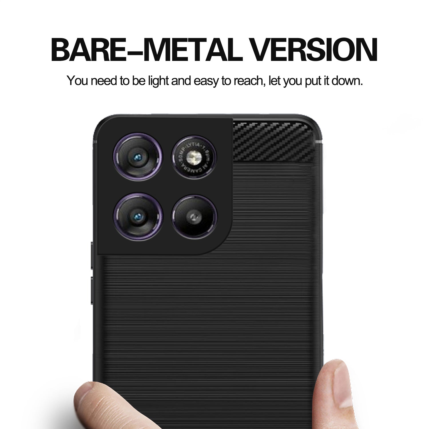 Pikkme Motorola Moto G67 Power 5G / G57 Power 5G Hybrid Carbon Fiber Back Cover (Black)