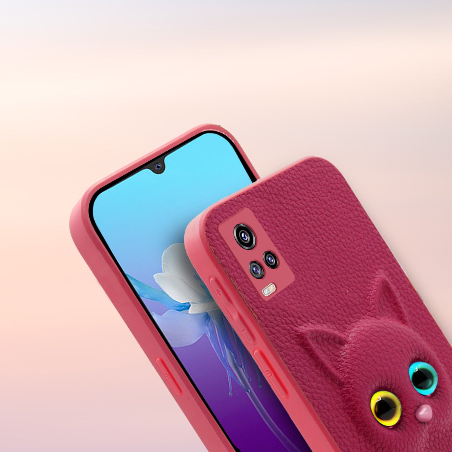 Pikkme Vivo V20 Kitty Back Cover (Pink)