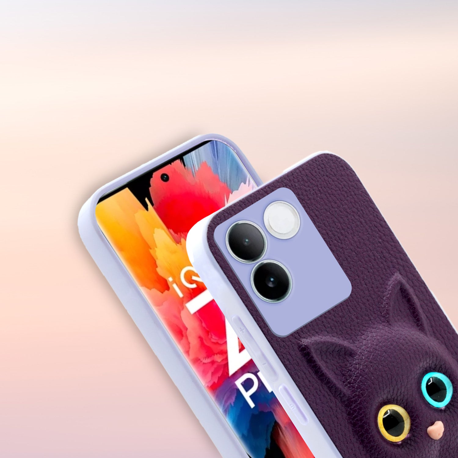 Pikkme iQOO Z7 Pro 5G Kitty Back Cover (Purple)