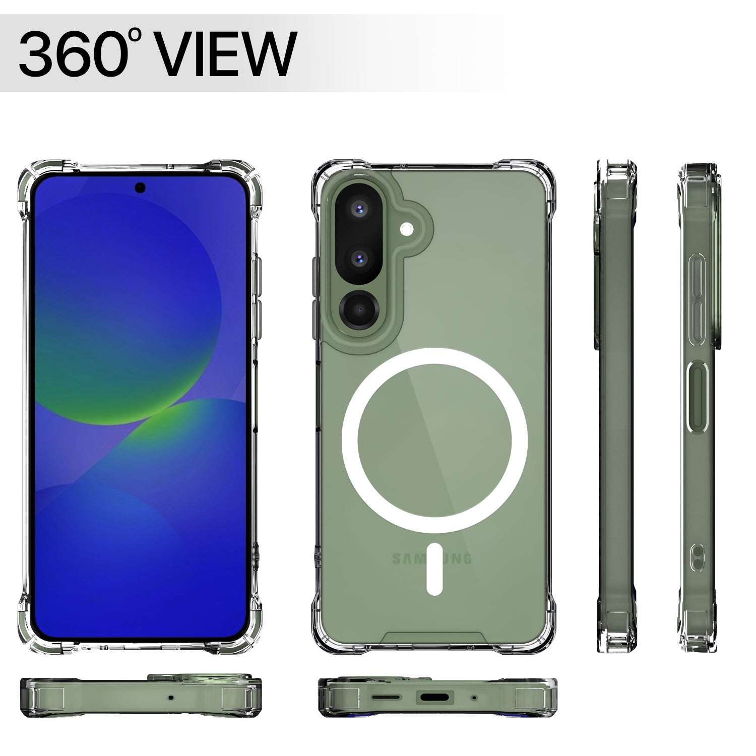 Pikkme Samsung Galaxy M36 5G Mag-Safe Shockproof PC + TPU Back Cover (Transparent)