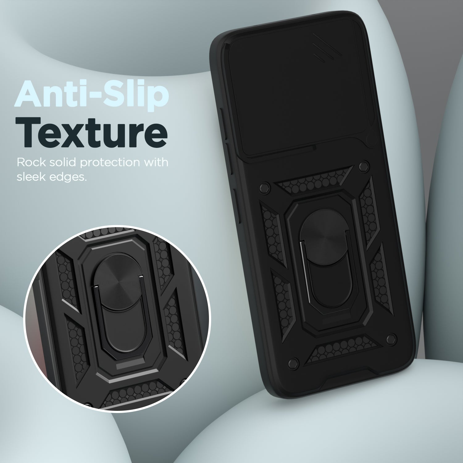 Pikkme Vivo X200 Fe 5G Sliding Camera Shield & Stand D10 Tough Armor Back Cover (Black)