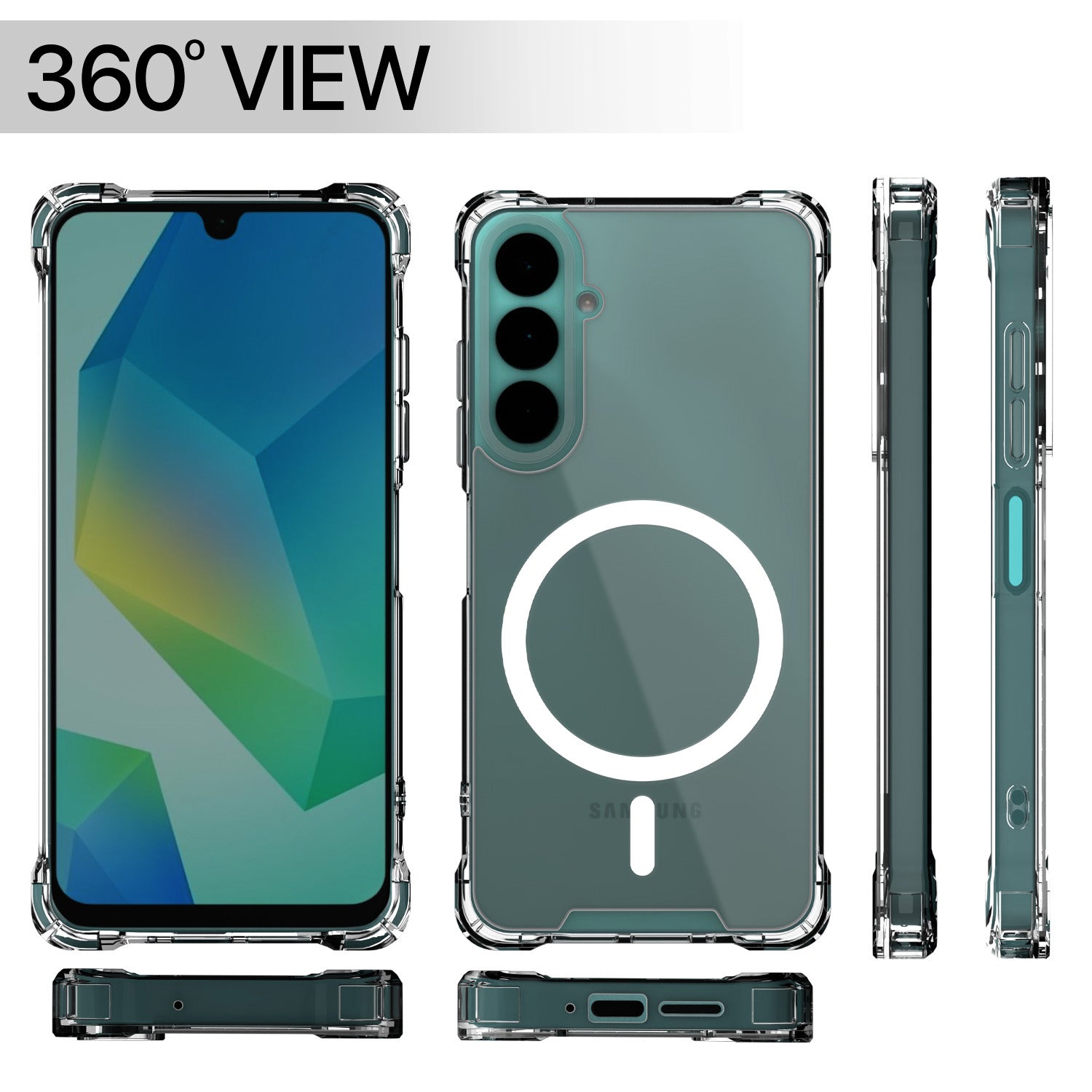 Pikkme Samsung Galaxy A16 5G Mag-Safe Shockproof PC + TPU Back Cover (Transparent)