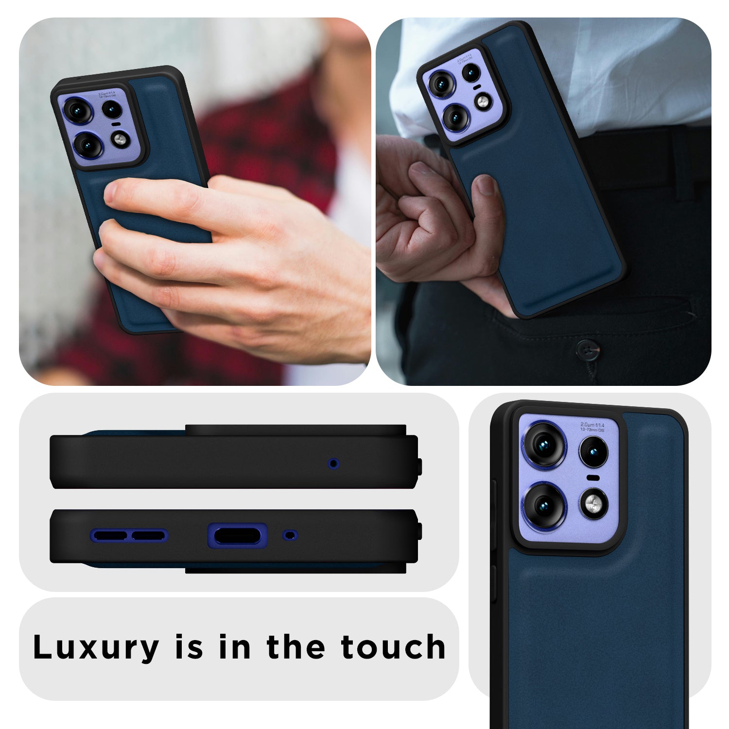 Pikkme Motorola Moto Edge 50 Pro 5G Premium Super Soft-Touch Leatherback Case (Blue)