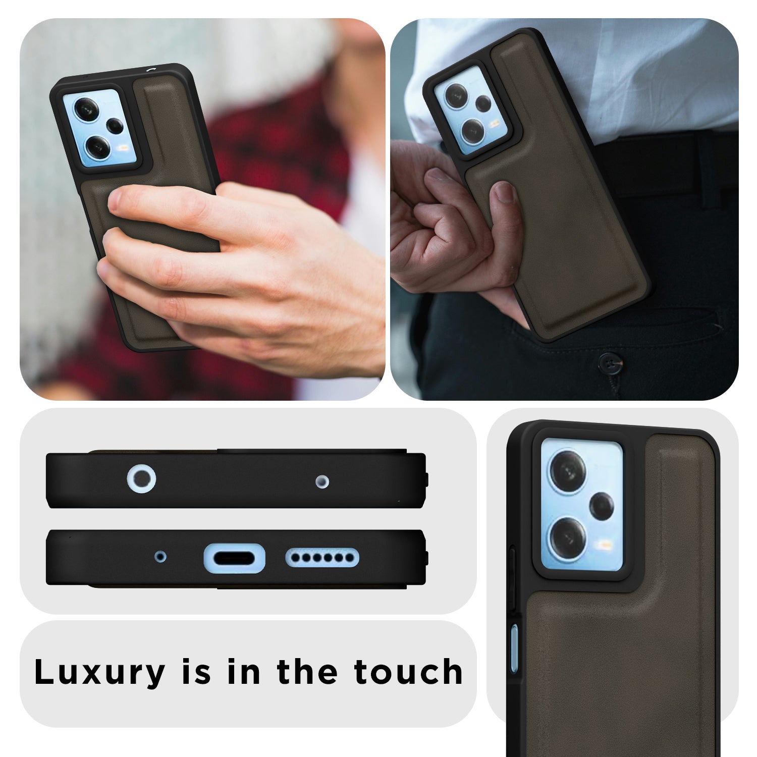 Pikkme Mi Redmi 12 5G / Poco M6 Pro 5G Premium Super Soft-Touch Leatherback Case (Brown)