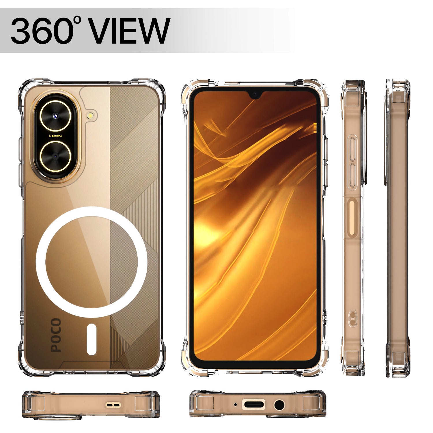 Pikkme Poco C71 / Redmi A5 Mag-Safe Shockproof PC + TPU Back Cover (Transparent)