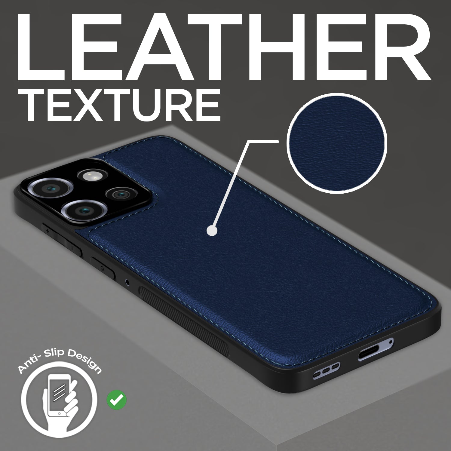 Pikkme Moto Edge 50 5G Leather Back Case | Blue