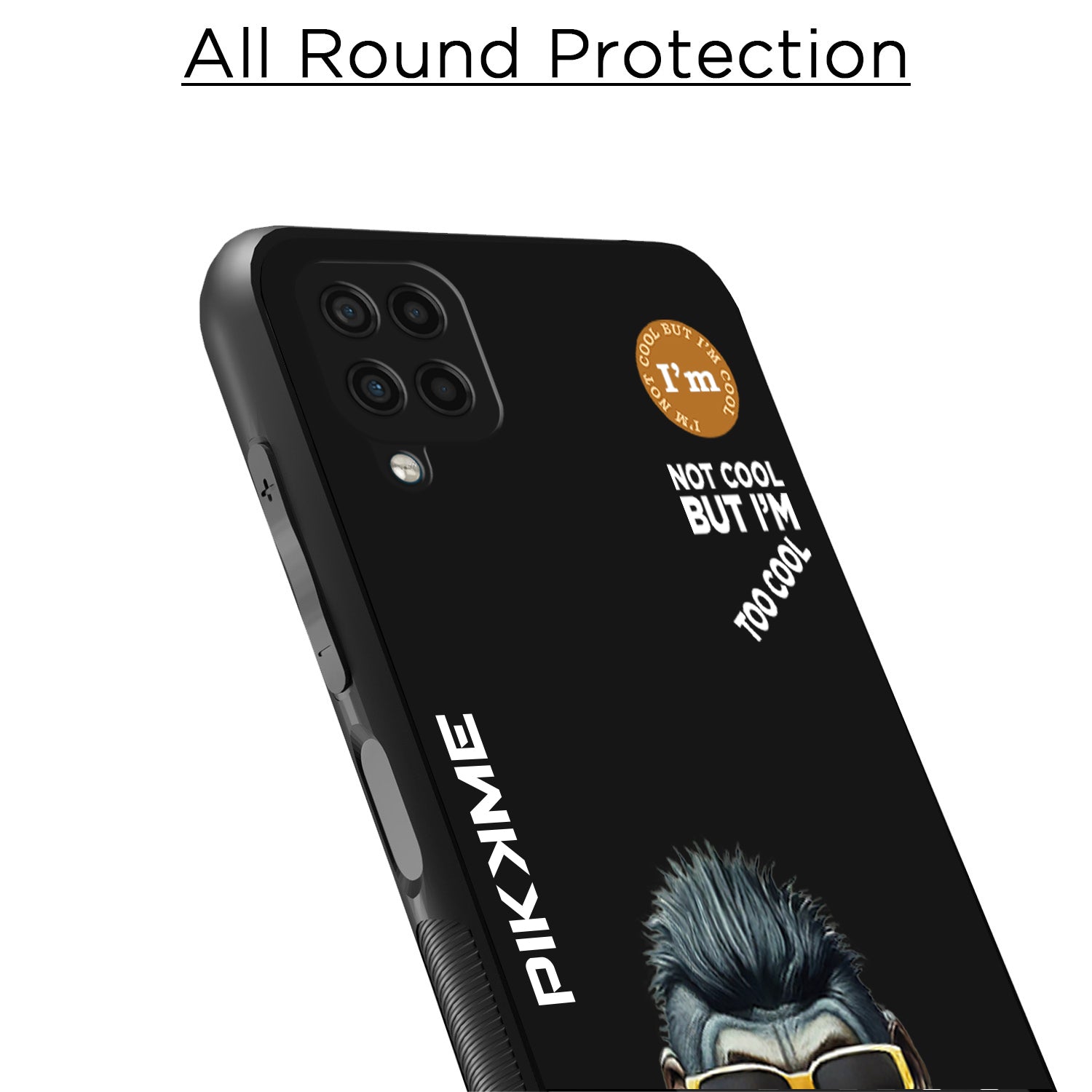 Pikkme Back Cover Pc Tpu + Printed Cool Funky Stylish Black Gorilla Swag Raised Edges Camera Protection |Bumper Case For Samsung Galaxy M12 (Design 07)