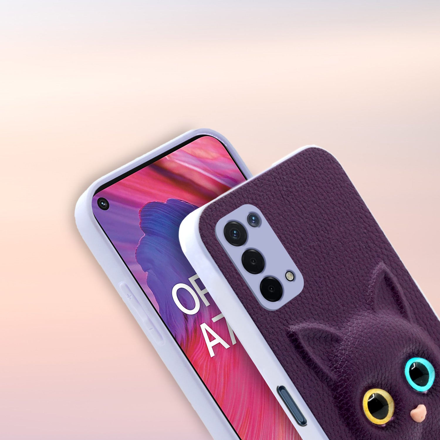 Pikkme Oppo A74 5G Kitty Back Cover (Purple)