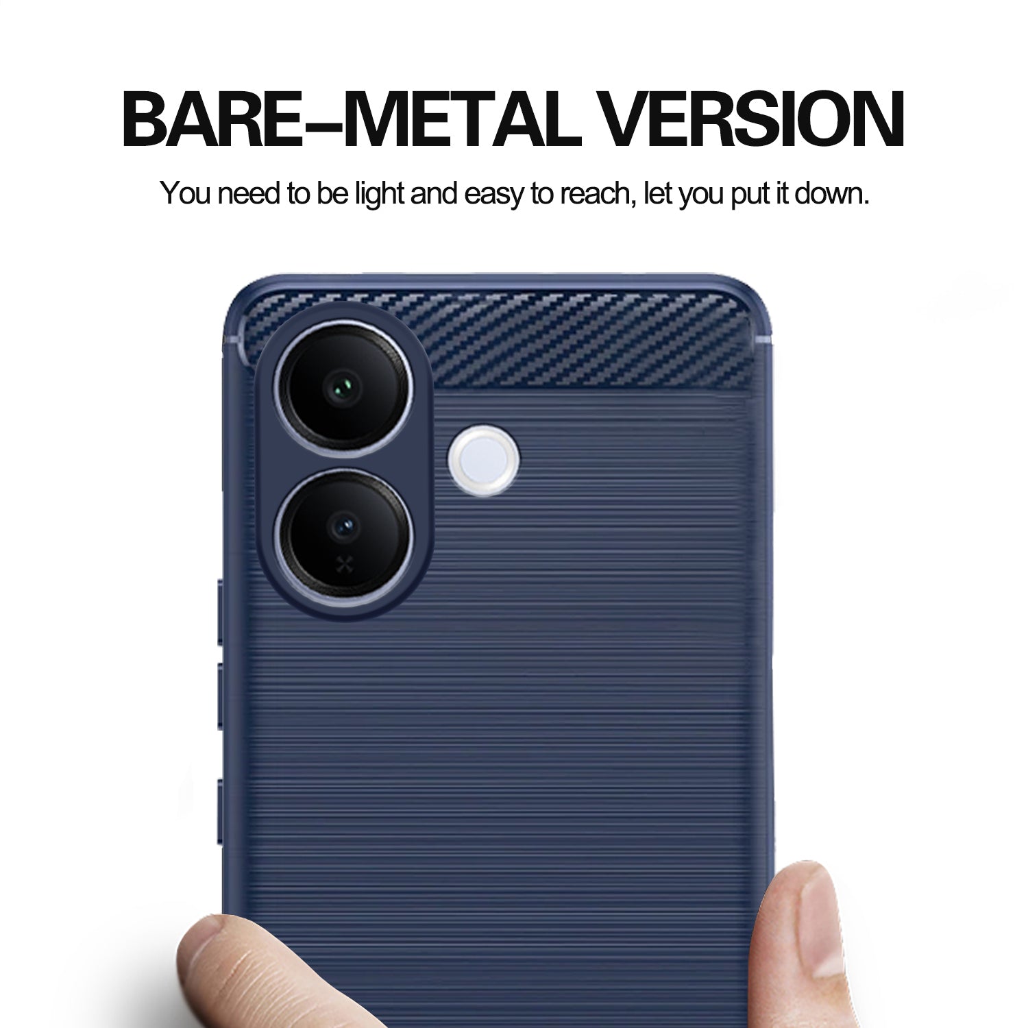 Pikkme Vivo V60 Lite 5G Hybrid Carbon Fiber Back Cover (Blue)