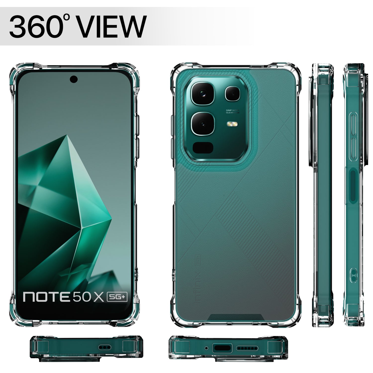 Pikkme Infinix Note 50x 5G PC + TPU Crystal Clear Transparent Back Cover (Transparent)