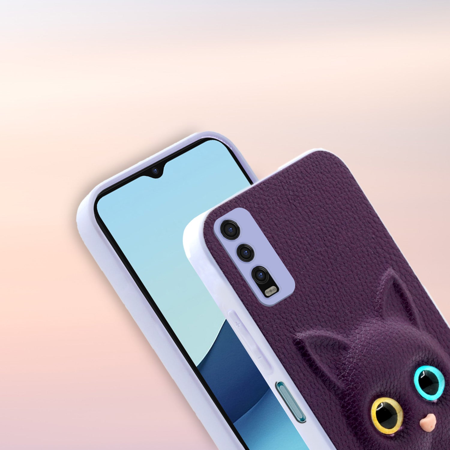 Pikkme Vivo Y20 / Vivo Y20i / Vivo Y12s Kitty Back Cover (Purple)