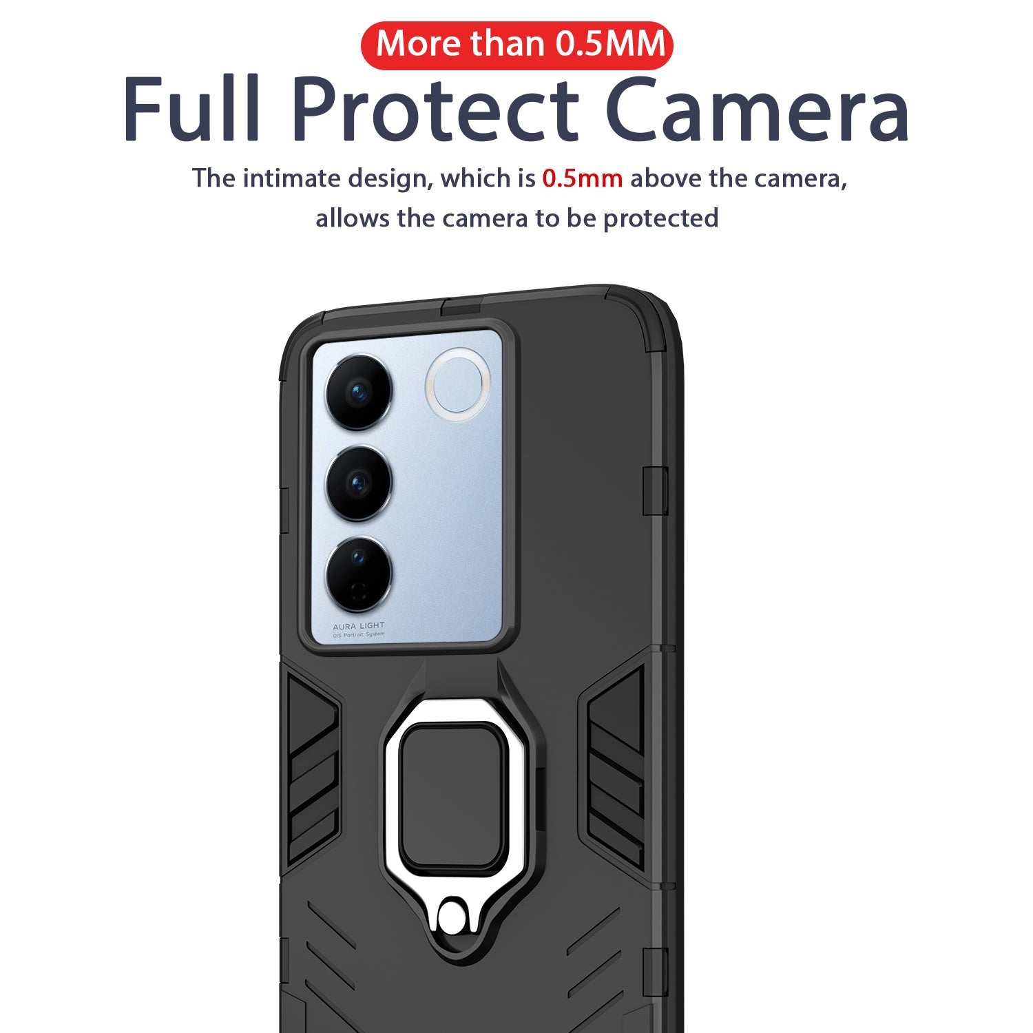 Pikkme Vivo V27 / V27 Pro 5G D5 Tough Armor Back Cover | Black