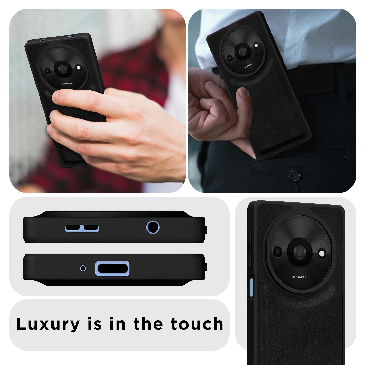 Pikkme Redmi A3 (2024) / Redmi A3x / Poco C61 Premium Leatherback Case (Black)