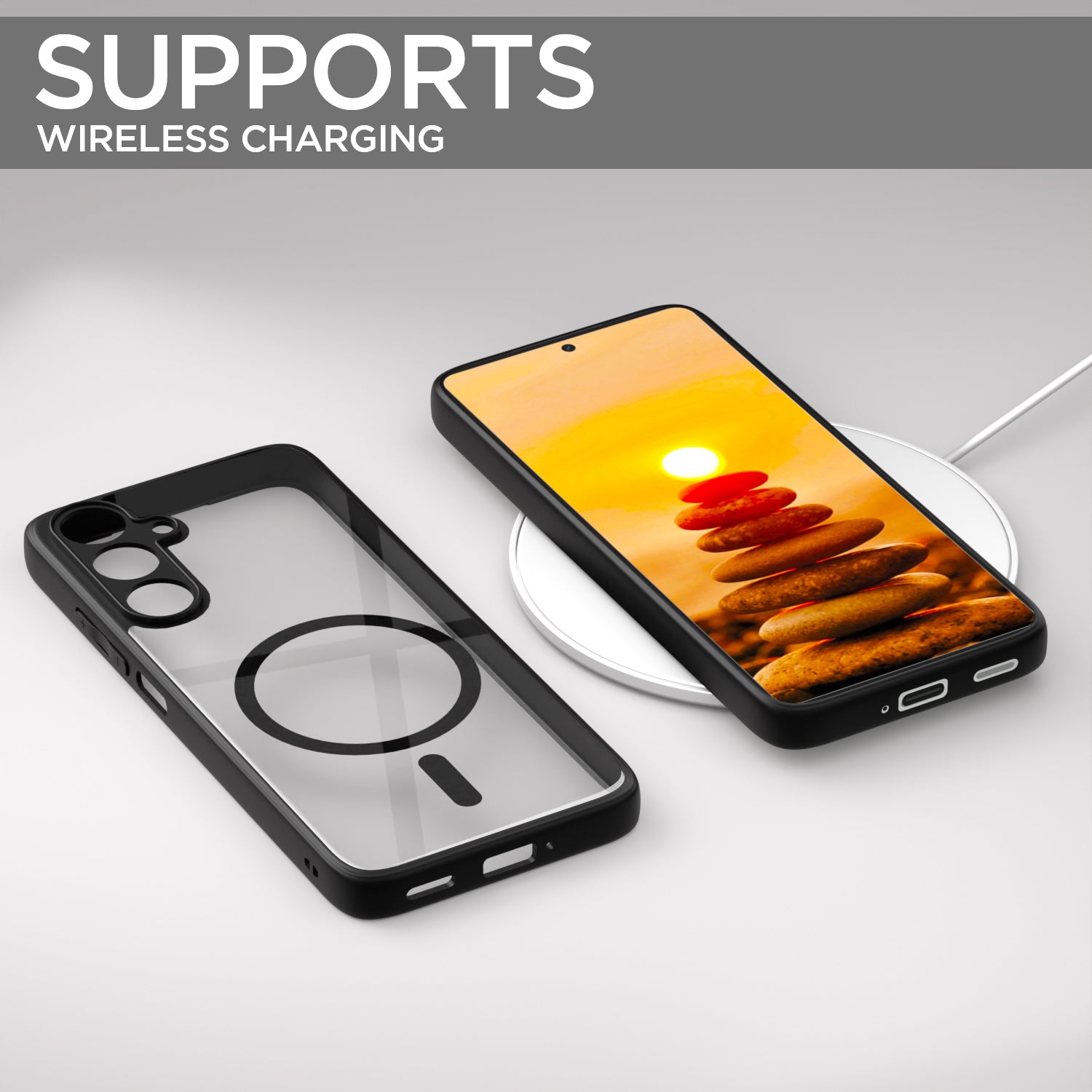 Pikkme Samsung Galaxy M36 5G Eagle 2 Mag-Safe Shockproof Hard Transparent Back Cover (Black)