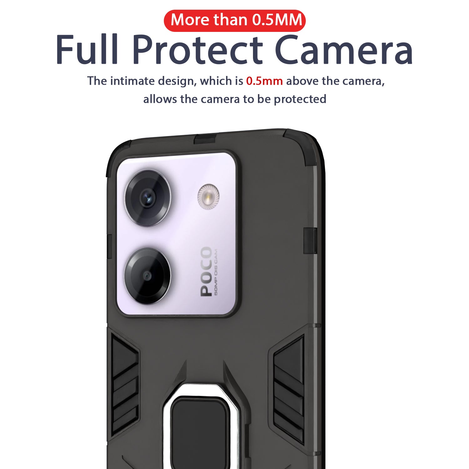 Pikkme Poco M7 Pro 5G D5 Tough Armor Back Cover (Black)