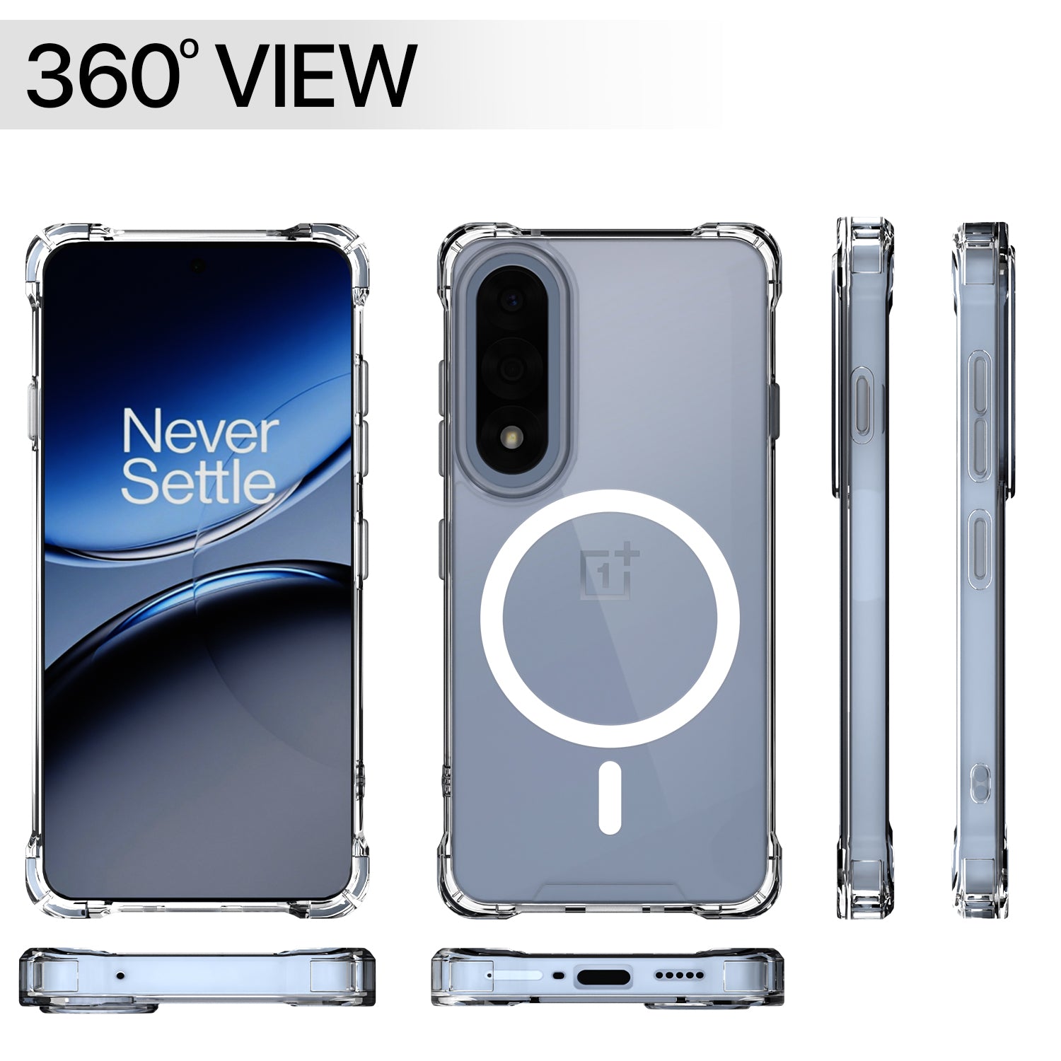 Pikkme OnePlus Nord 5 5G Mag-Safe Shockproof PC + TPU Back Cover (Transparent)