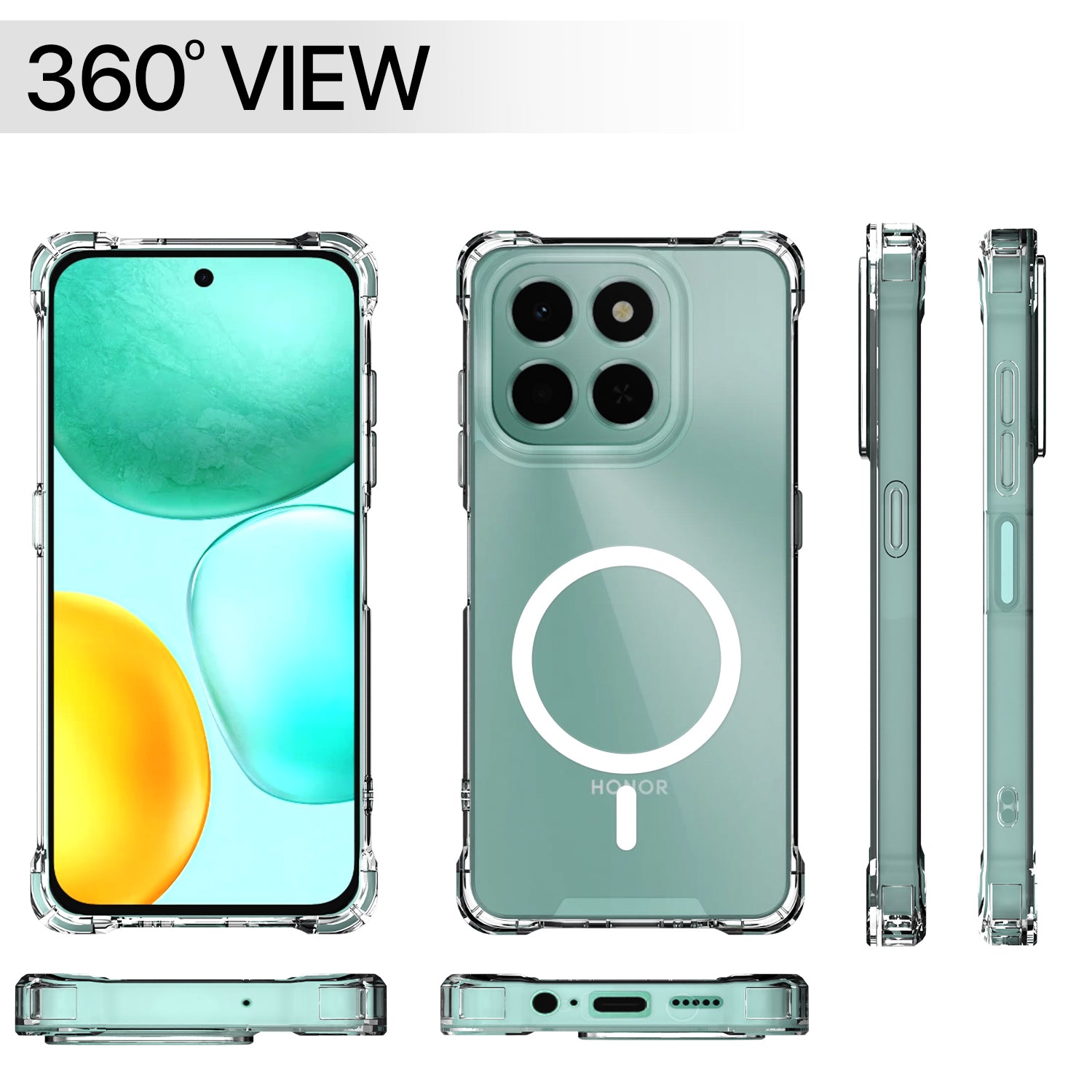 Pikkme Honor X6C PC + TPU Crystal Clear Transparent Back Cover (Transparent)