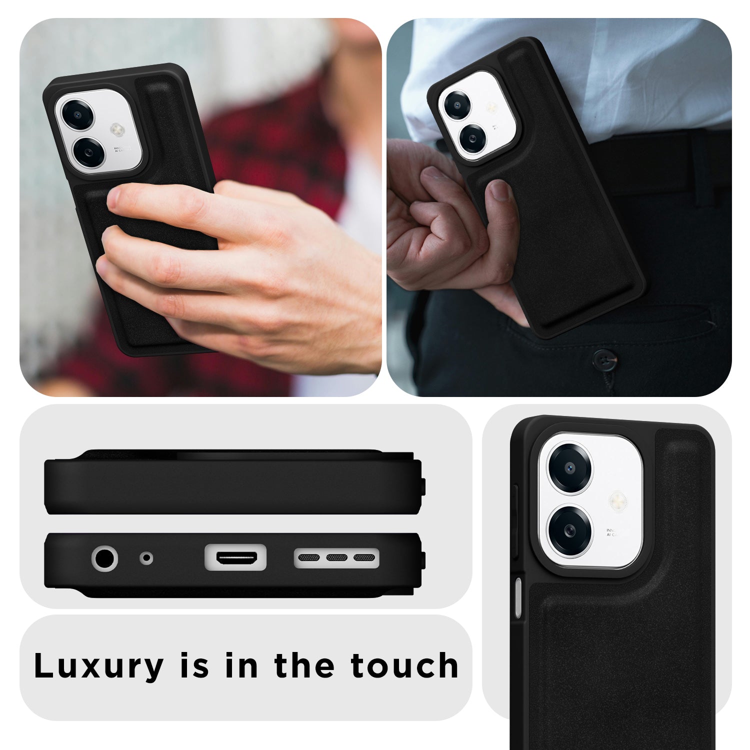 Pikkme Oppo A3x 5G / A3x 4G / A3 5G Premium Super Soft-Touch Leatherback Case (Black)