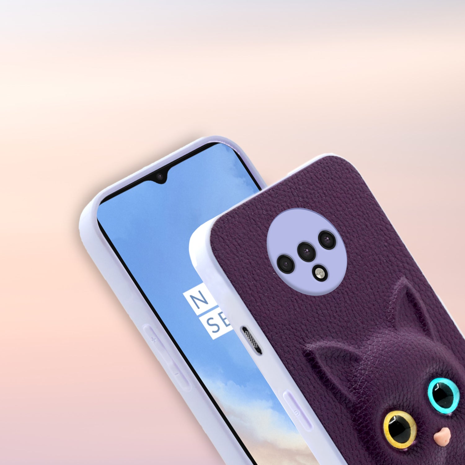Pikkme Oneplus 7T Kitty Back Cover (Purple)