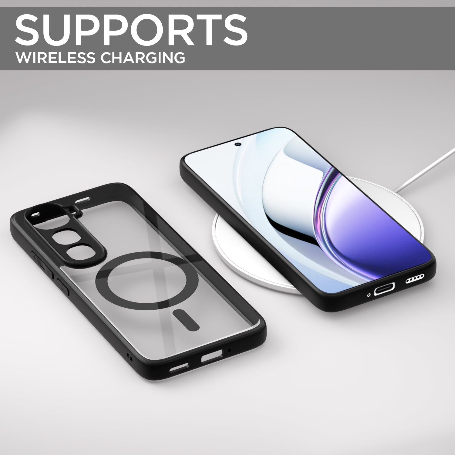 Pikkme Vivo Y400 5G Eagle 2 Mag-Safe Shockproof Hard Transparent Back Cover (Black)