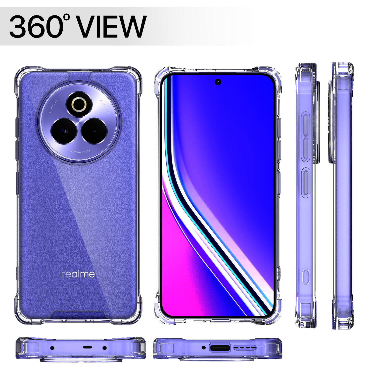 Pikkme Realme P3 Pro 5G PC + TPU Crystal Clear Back Cover (Transparent)