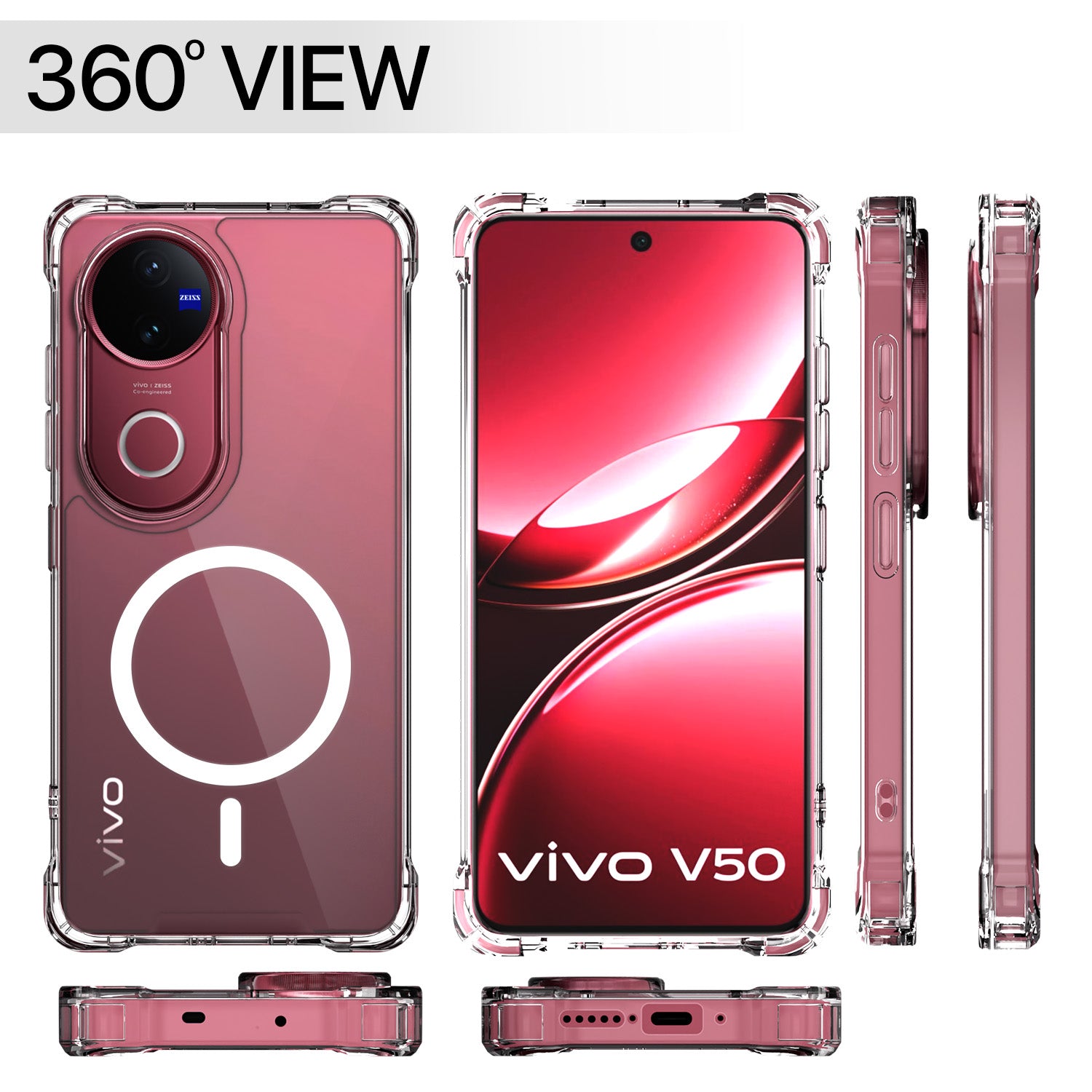 Pikkme Vivo V50 5G / V50e 5G Mag-Safe Shockproof PC + TPU Back Cover (Transparent)
