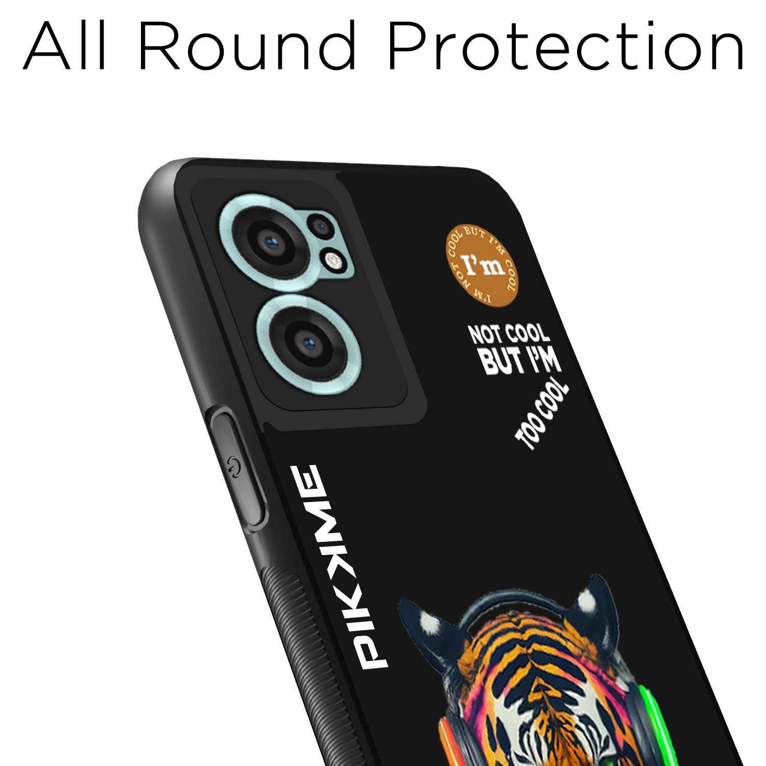 Pikkme Back Cover Pc Tpu + Printed Cool Funky Stylish Black Tiger Swag Raised Edges Camera Protection |Bumper Case For OnePlus Nord Ce 2 5G