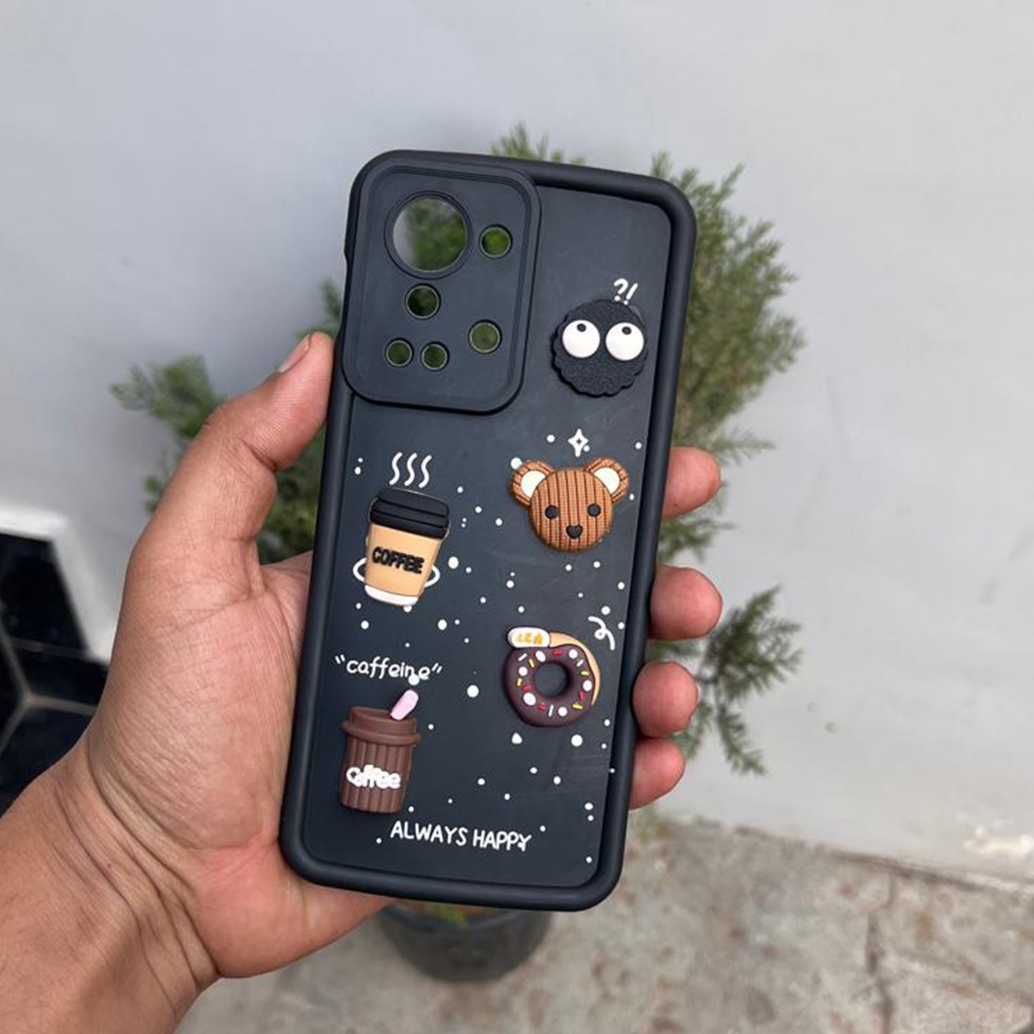 Pikkme OnePlus Nord 2T 5G Cute Fun Cartoon 3D Bear Coffee Back Cover (Black)