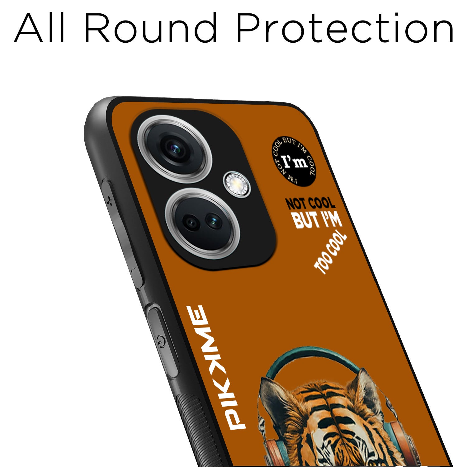Pikkme Back Cover Pc Tpu + Printed Cool Funky Stylish Brown Tiger Swag Raised Edges Camera Protection |Bumper Case For OnePlus Nord Ce 3 5G