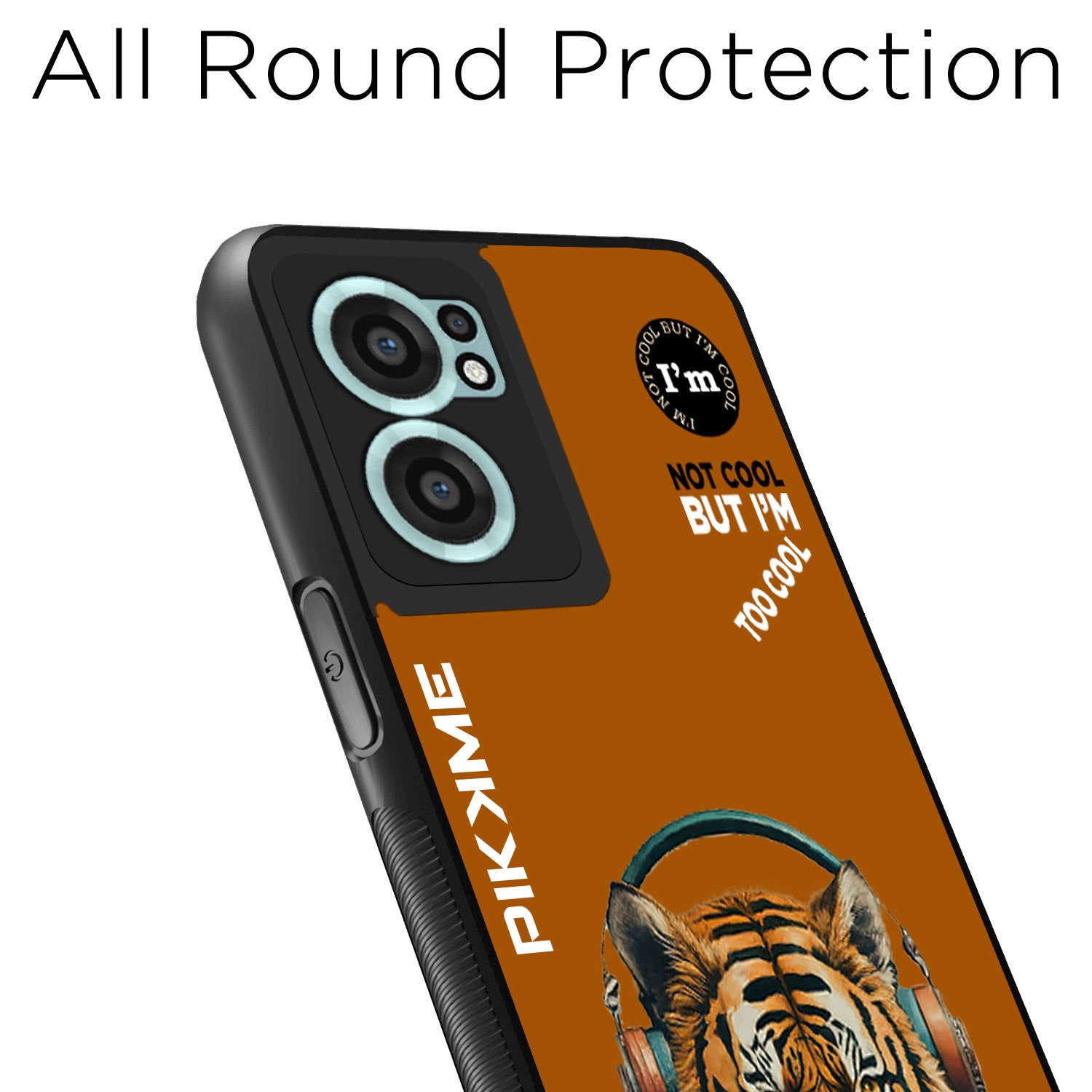 Pikkme Back Cover Pc Tpu + Printed Cool Funky Stylish Brown Tiger Swag Raised Edges Camera Protection |Bumper Case For OnePlus Nord Ce 2 5G