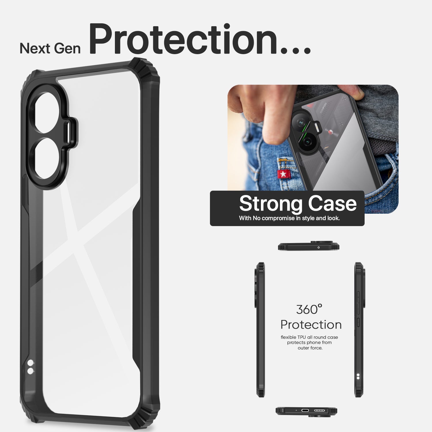 Pikkme Poco F7 5G Shockproof Eagle Clear Transparent Back Cover (Black)