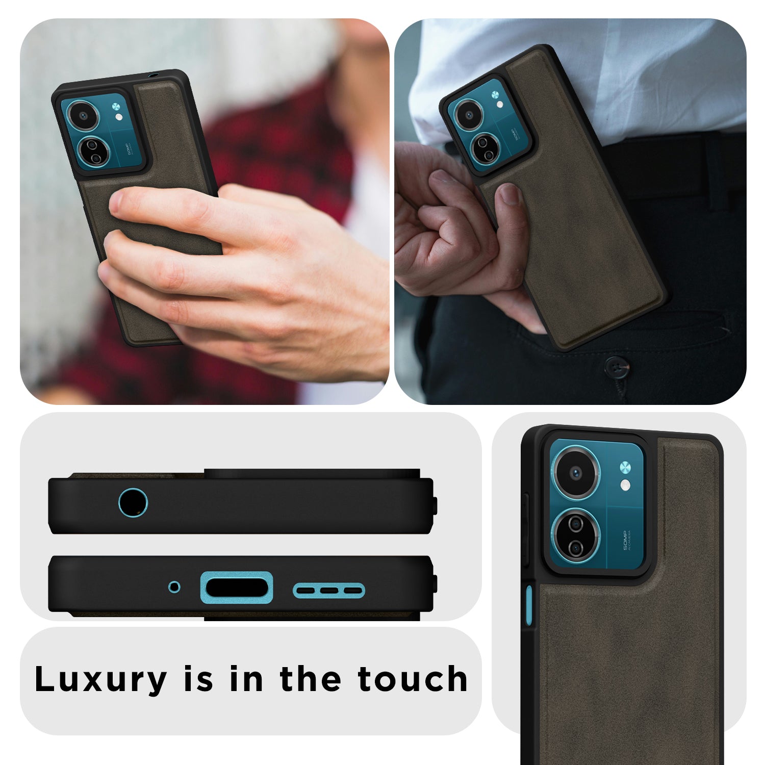 Pikkme Redmi 13C 5G Premium Leatherback Case (Brown)