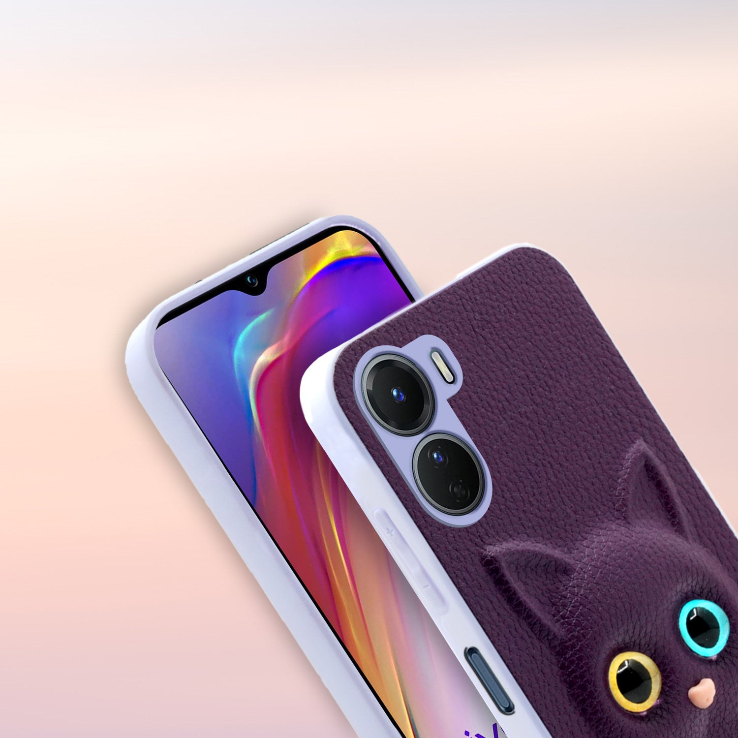 Pikkme Vivo Y16 Kitty Back Cover (Purple)
