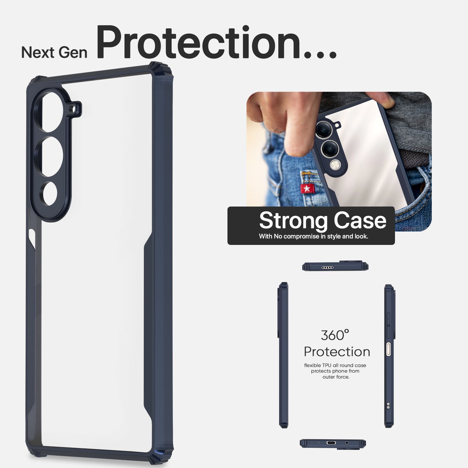Pikkme Vivo T4 lite 5G / IQOO Z10 lite 5G / Vivo Y04 4G / Vivo Y19 5G Shockproof Eagle Clear Transparent Back Cover (Blue)