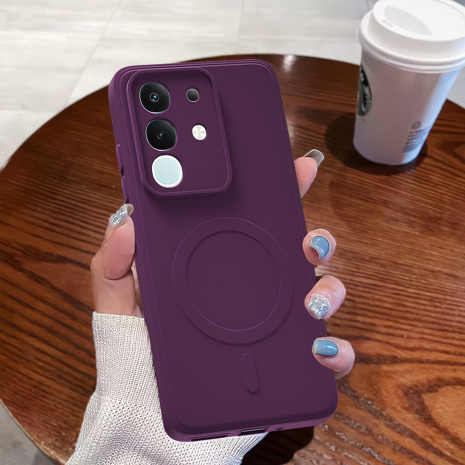 Pikkme Vivo T4x 5G / iQOO Z10x 5G / Vivo Y31 Pro 5G Matte Silicone Mag-Safe Style logo (not mag-safe compatible) Back Cover (Purple)