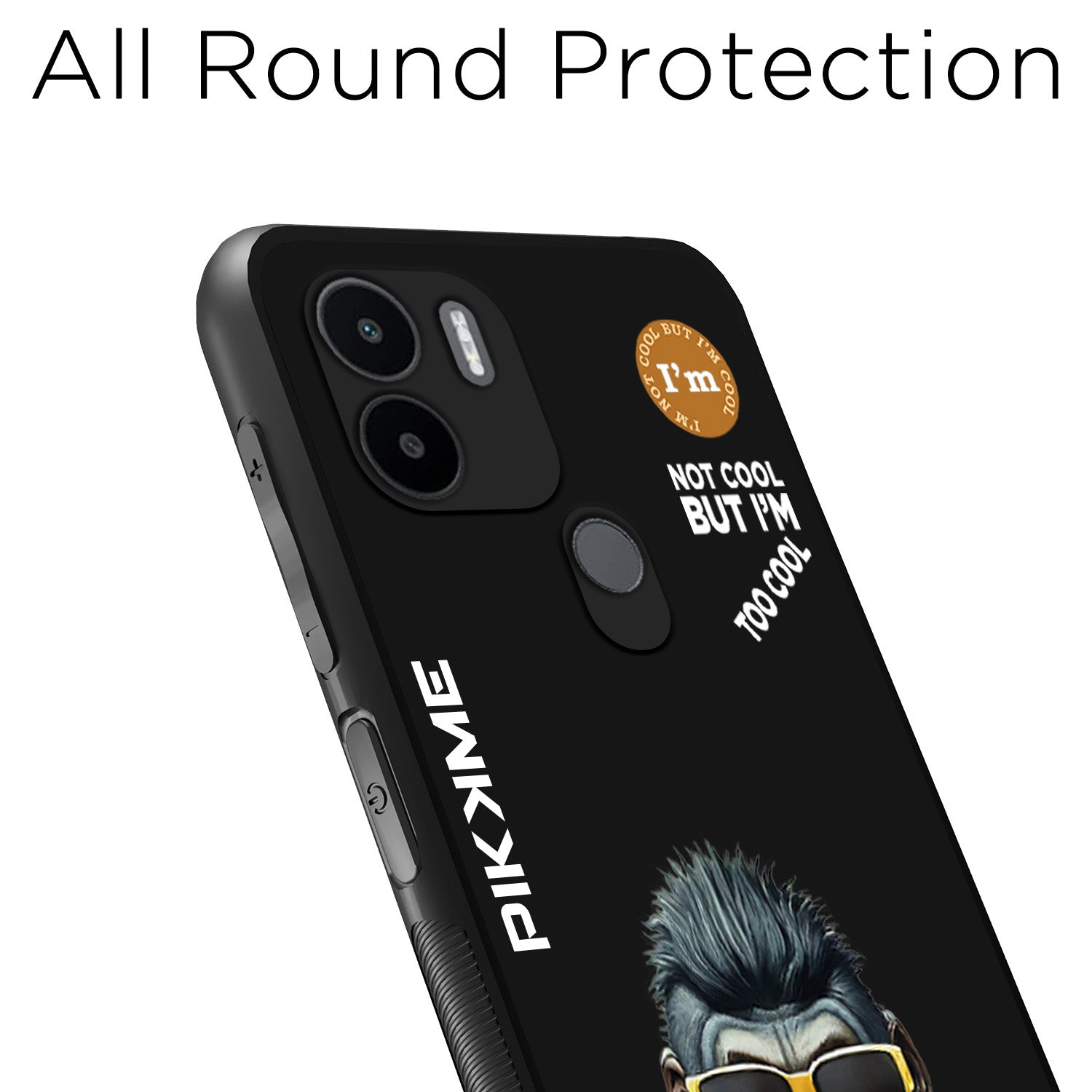 Pikkme Back Cover Pc Tpu + Printed Cool Funky Stylish Black Gorilla Swag Raised Edges Camera Protection |Bumper Case For Redmi A1 Plus (Design 07)