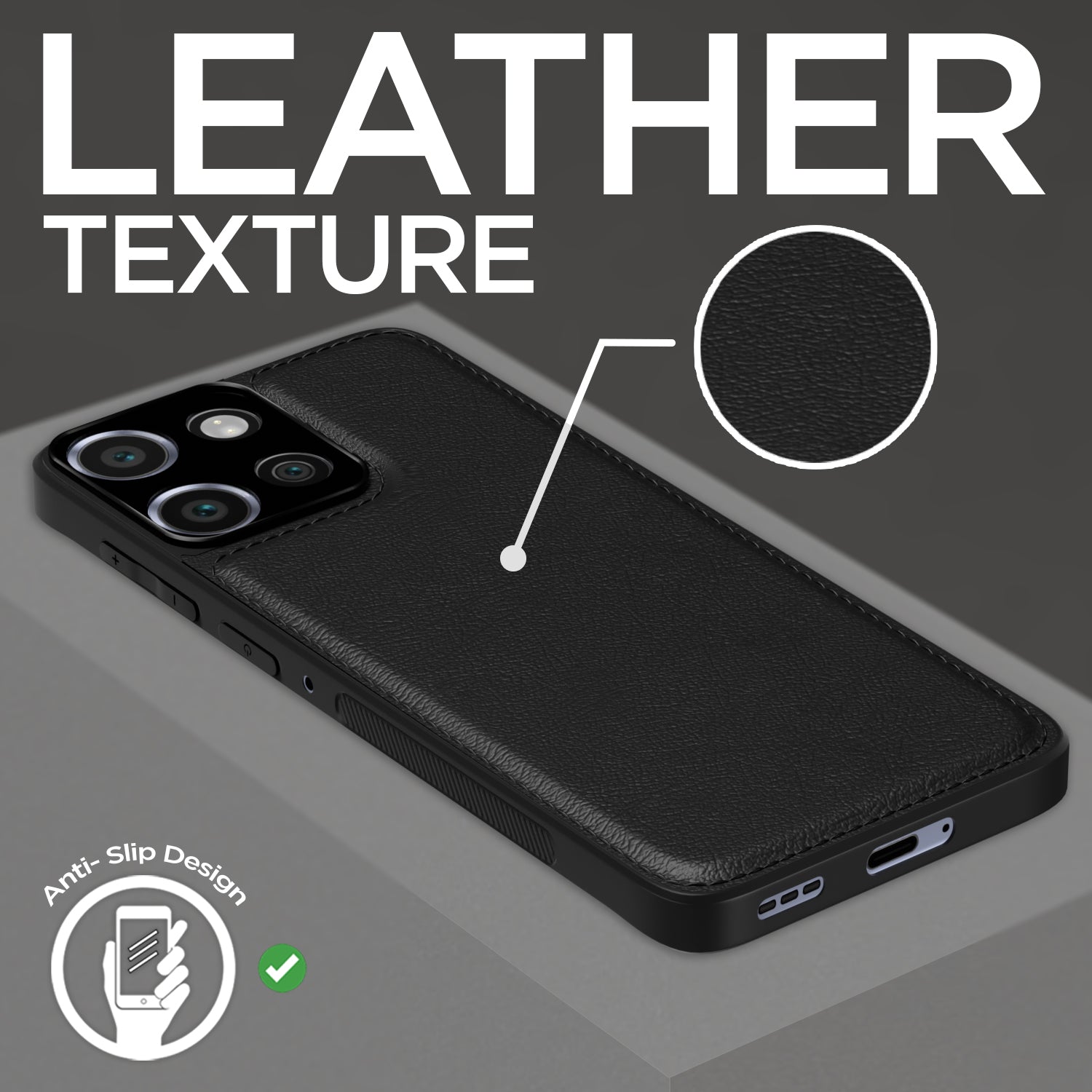 Pikkme Moto Edge 50 5G Leatherback Back Case | Black