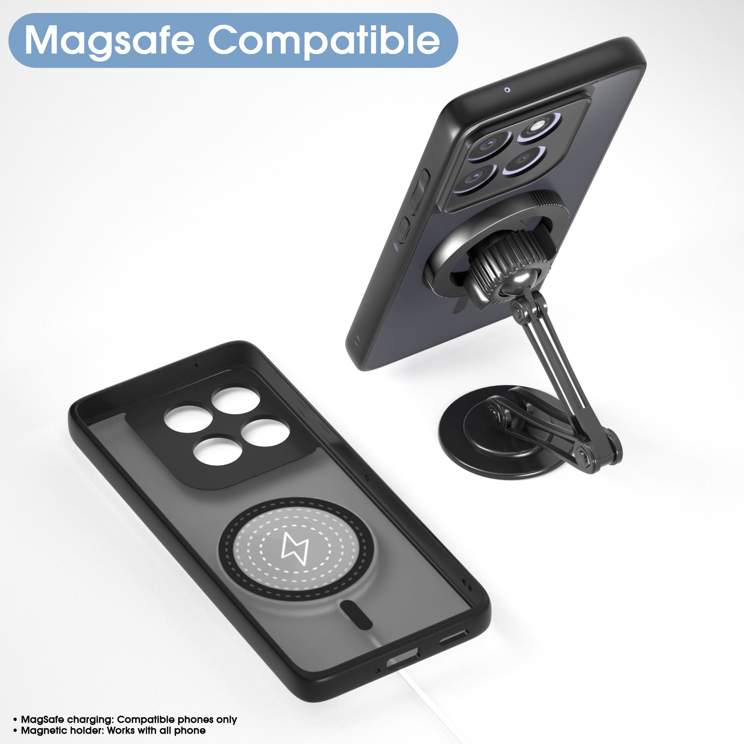 Pikkme Motorola Moto G86 Power 5G Eagle 2 Mag-Safe Smoke Shockproof Hard Transparent Back Cover (Black)