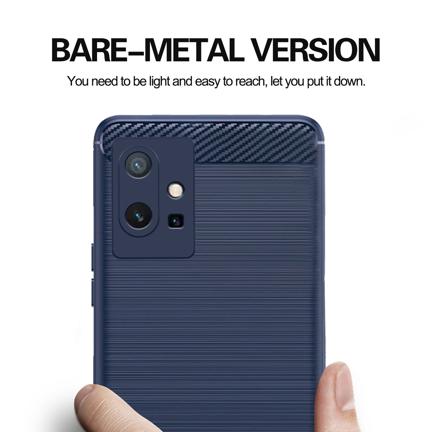 Pikkme Vivo T1 5G / Vivo Y75 5G / IQOO Z6 5G Hybrid Carbon Fiber Back Cover (Blue)
