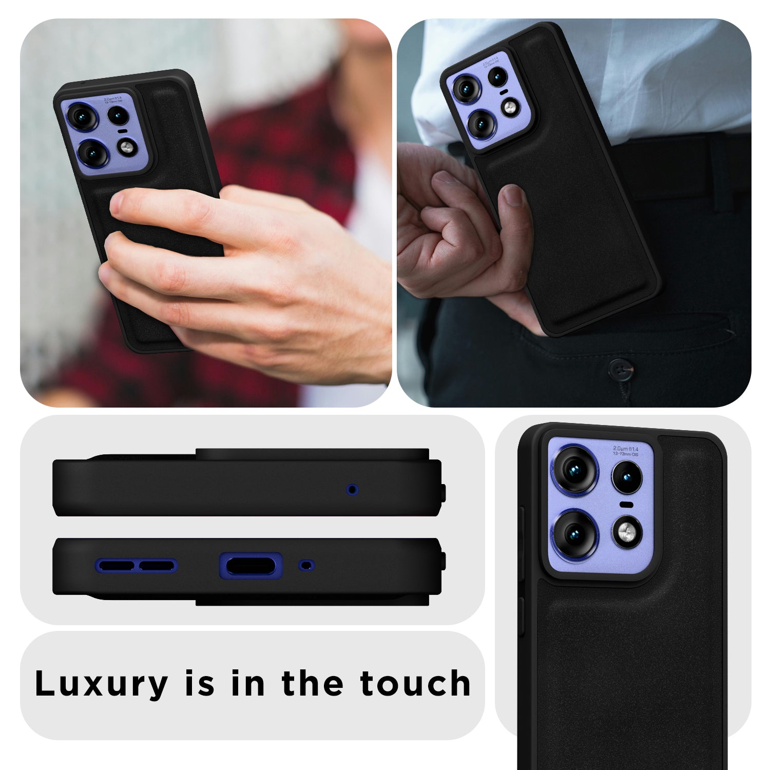 Pikkme Motorola Moto Edge 50 Pro 5G Premium Super Soft-Touch Leatherback Case (Black)