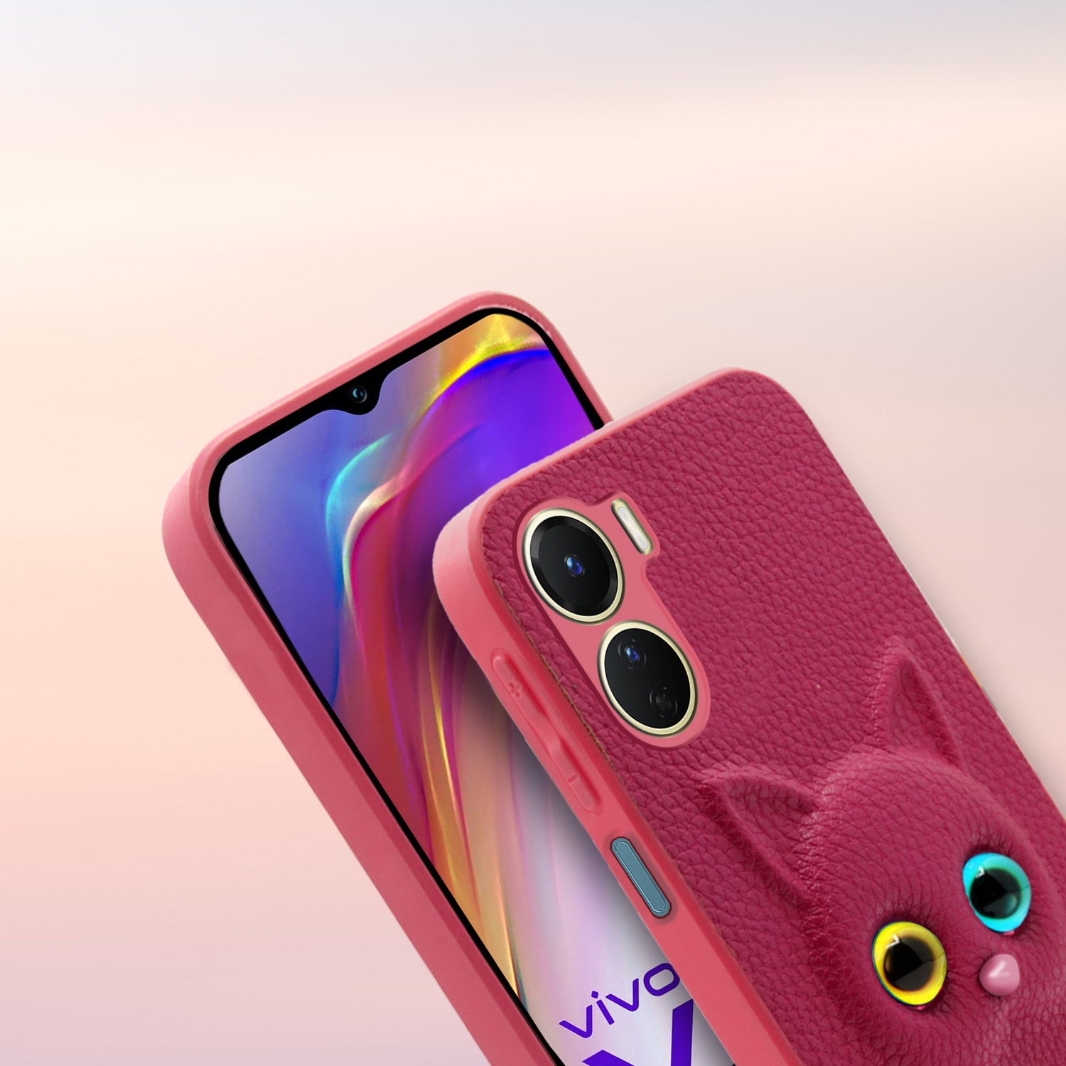 Pikkme Vivo Y16 Kitty Back Cover (Pink)
