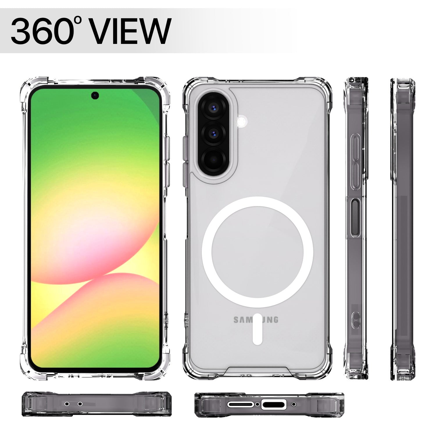 Pikkme Samsung Galaxy A26 5G Mag-Safe Shockproof PC + TPU Back Cover (Transparent)
