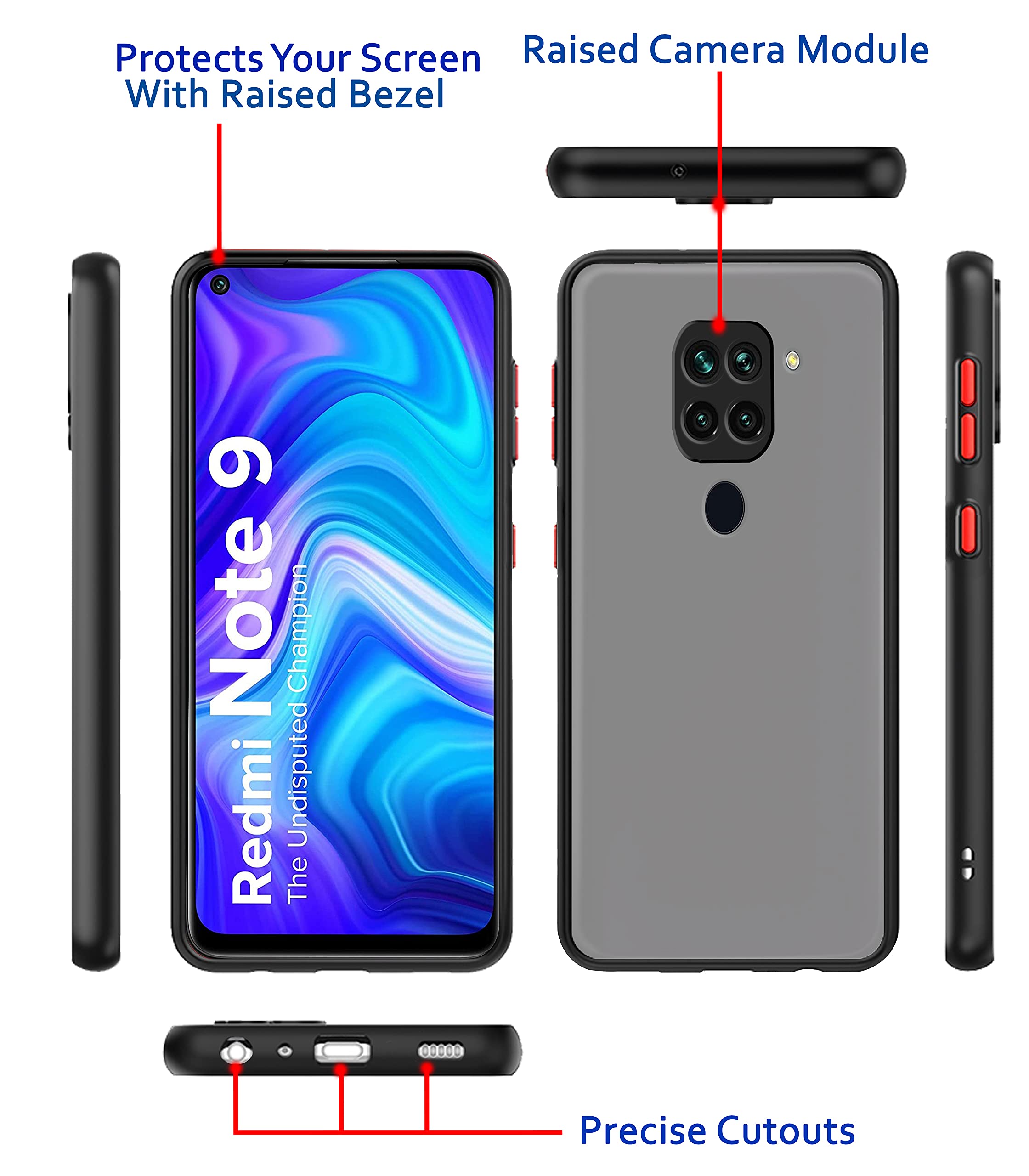 Redmi Note 9 mobile back cover in black by Pikkme – photo 3