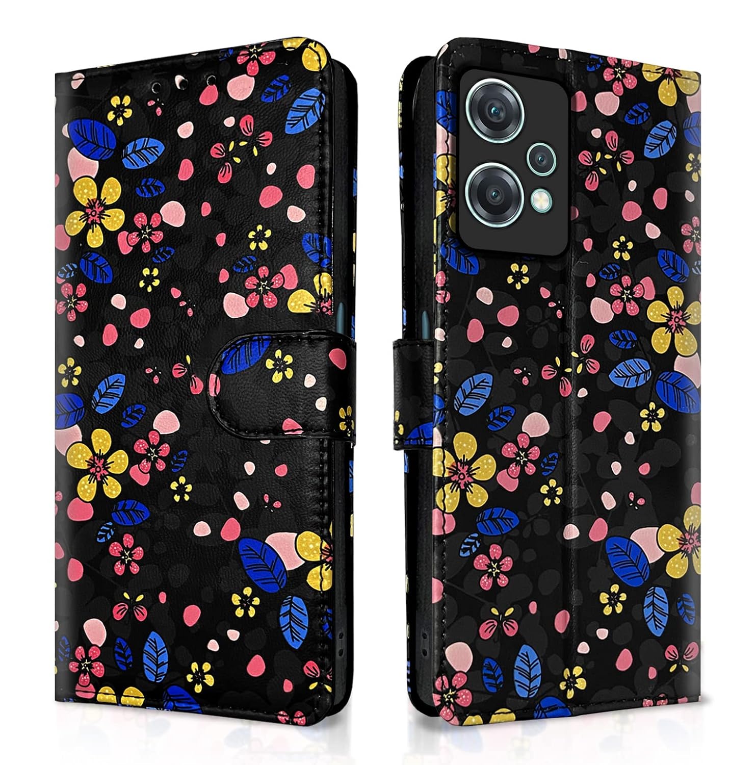 OnePlus Nord Ce 2 Lite 5G Flower Flip Cover -Black