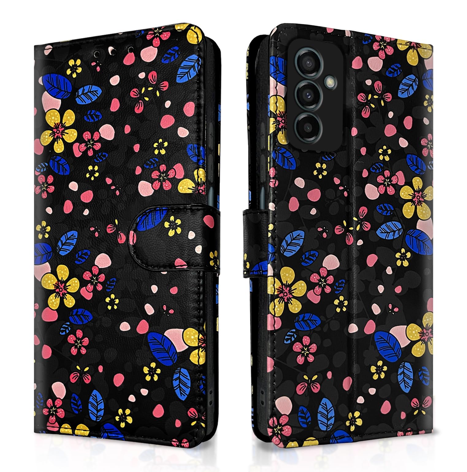 Black flower Wallet mobile flip cover for Samsung F23 5G – Pikkme