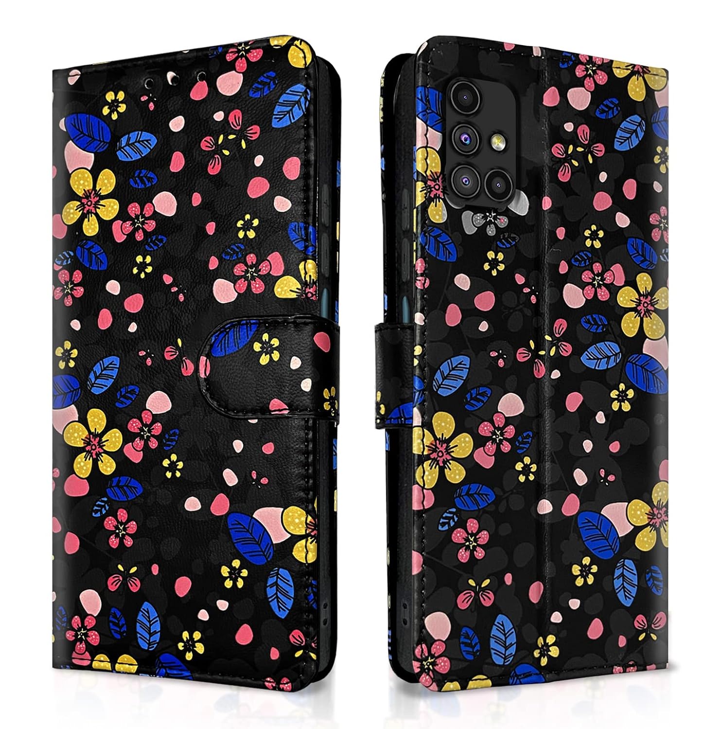 Samsung Galaxy M51  Flower Flip Cover -Black