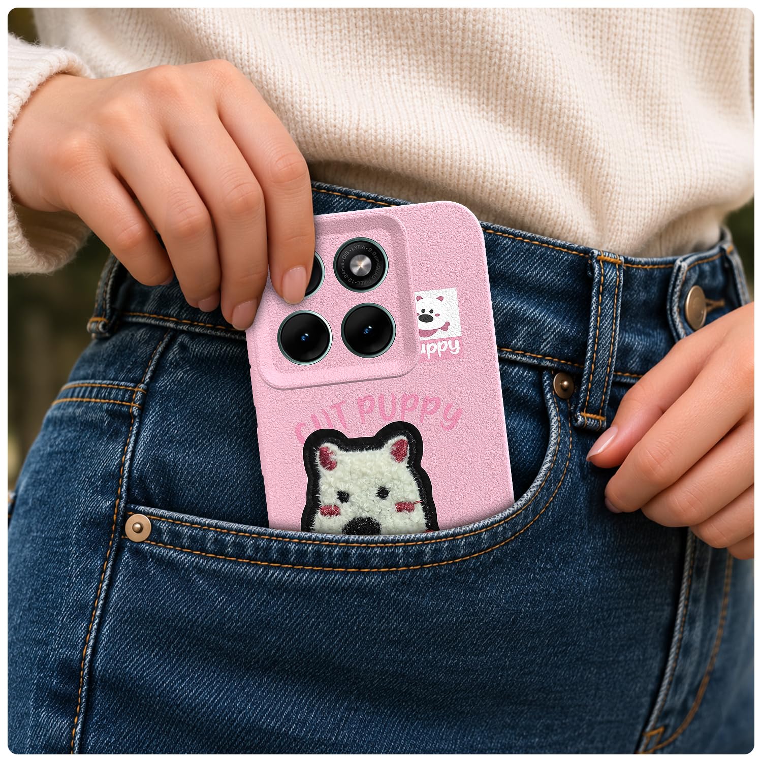 Moto Edge 70 Fusion 5G Plush Patch mobile cover in pink by Pikkme – photo 4